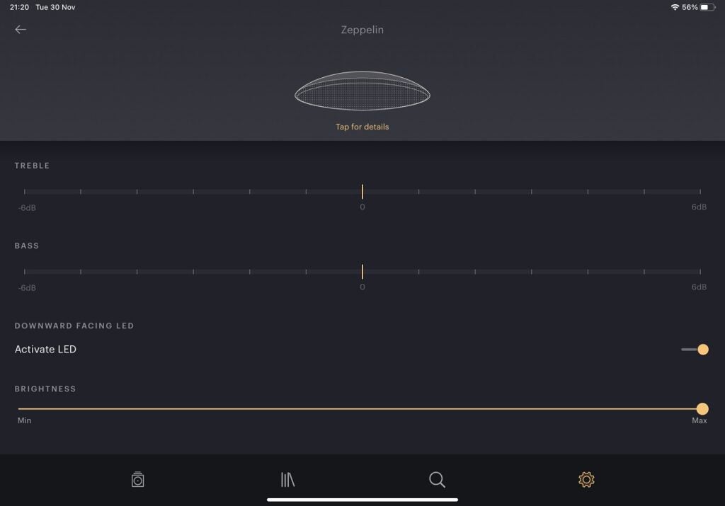 BW Music app equaliser settings LED