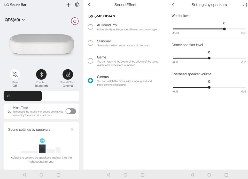 LG Sound Bar app Eclair interface