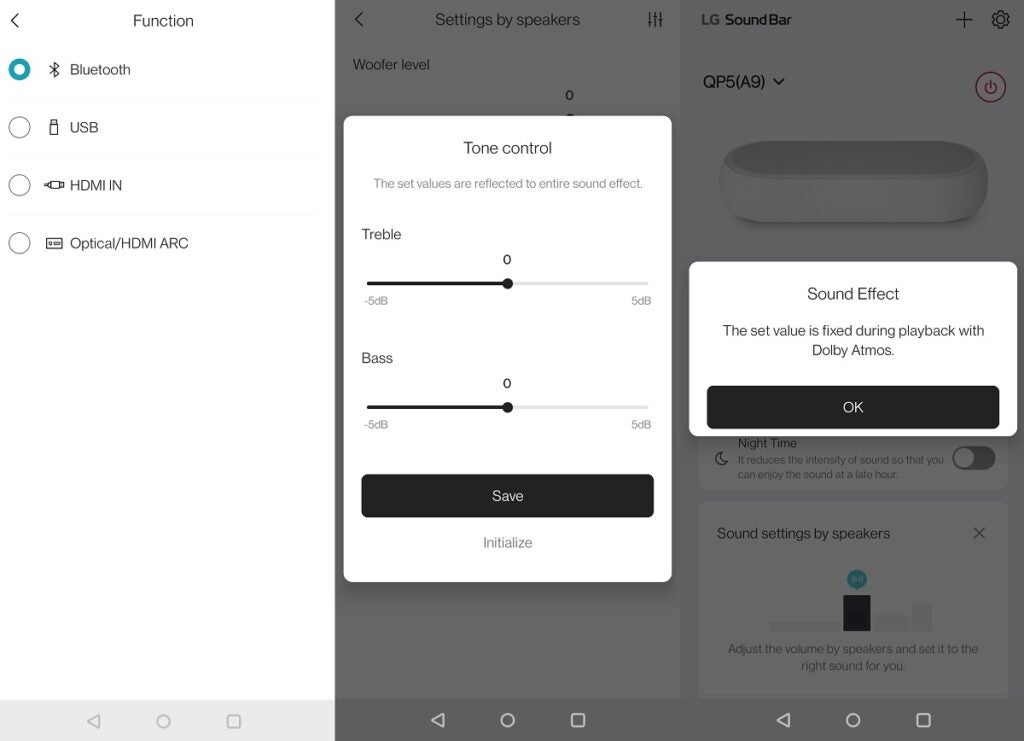 LG Sound Bar app Eclair settings