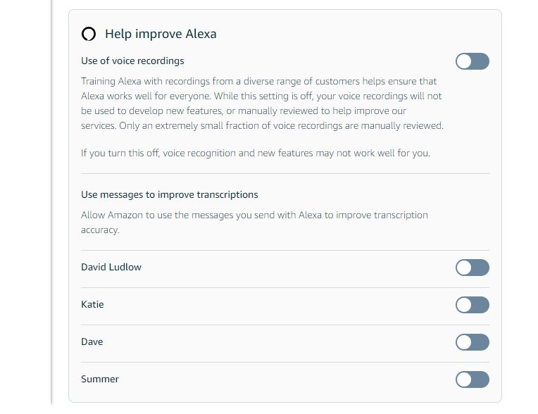 Alexa manage how Amazon uses your data