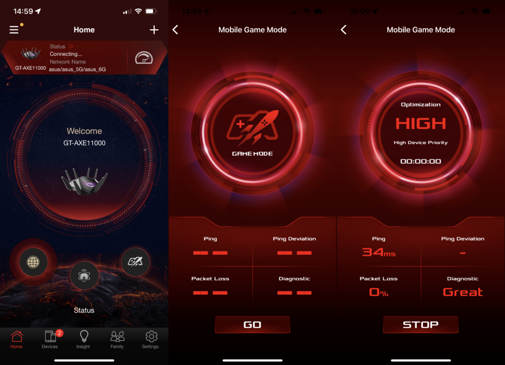 Asus ROG Rapture GT-AXE11000 app and gaming mode