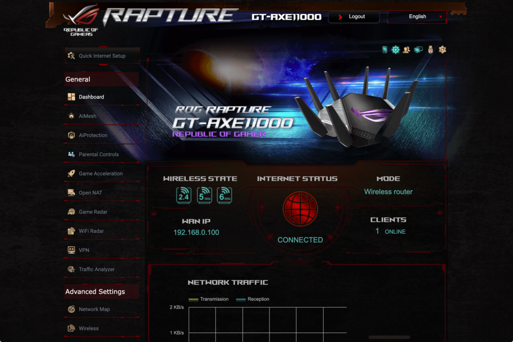 Asus ROG Rapture GT-AXE11000 web interface