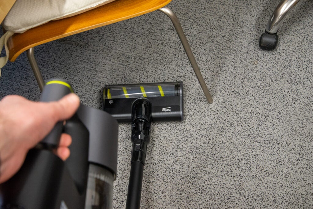 Beko Smart PowerClean Pro Cordless Vacuum Cleaner VRT95929VI cleaning under furniture