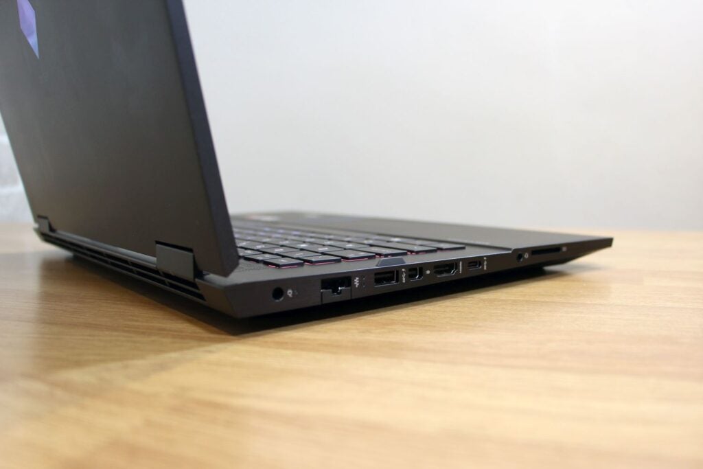 A view of the laptop's ports