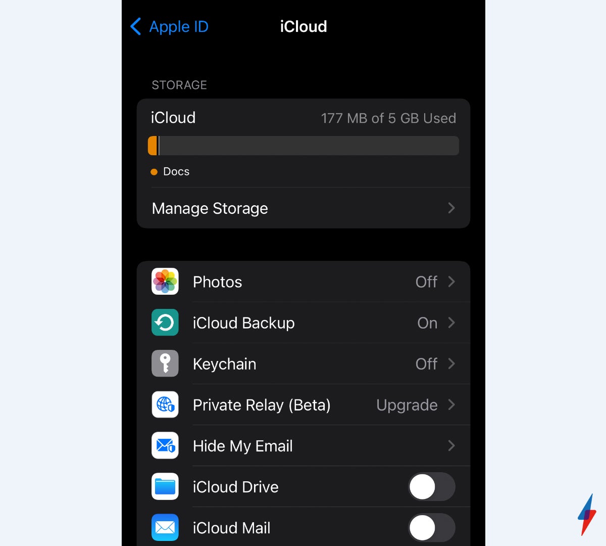 iCloud in backup for iPhone