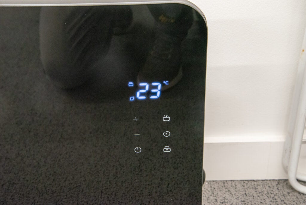 Princess Glass Smart Panel Heater controls