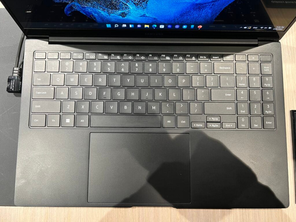 A view of the Samsung Galaxy Book 2 Pro's keyboard