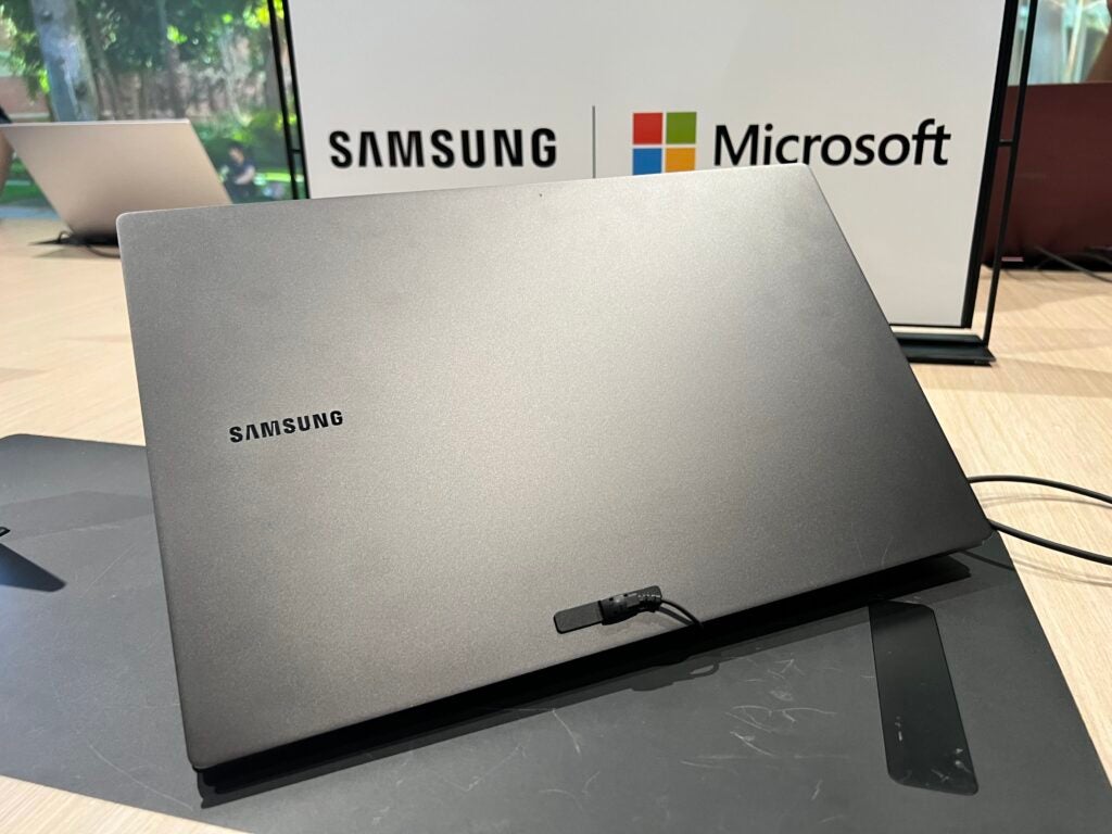 Samsung Galaxy Book 2 Pro shown from the rear