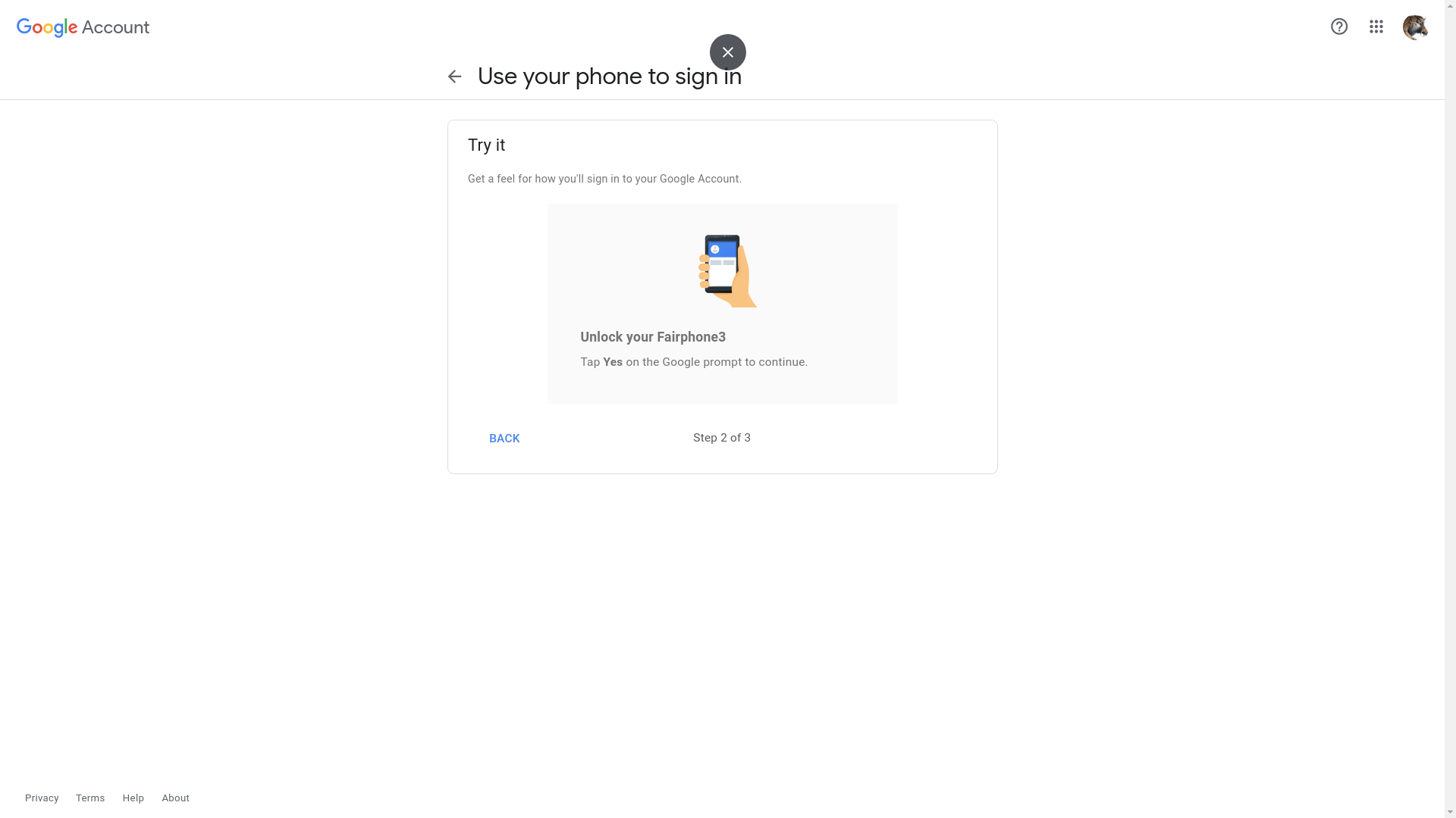 Request to check your phone for sign in confirmation