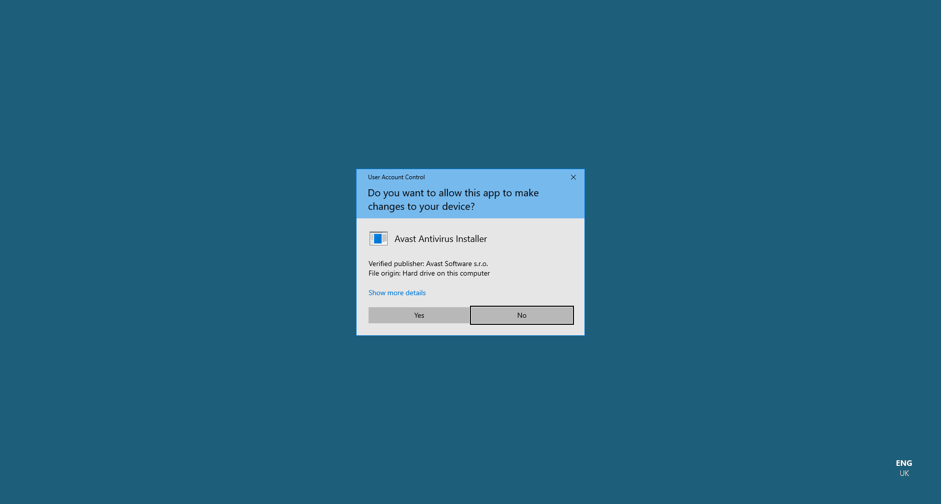 Confirm uninstallation with User Account Control