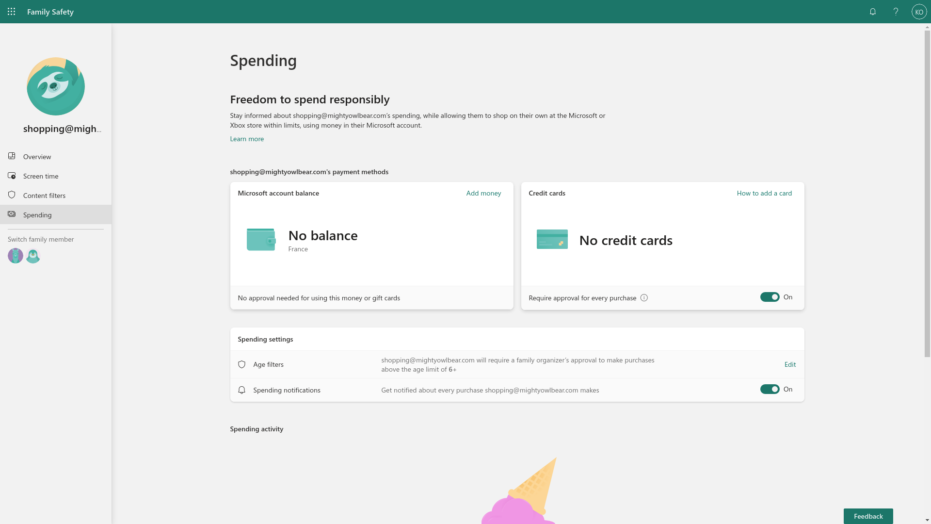 Spending page