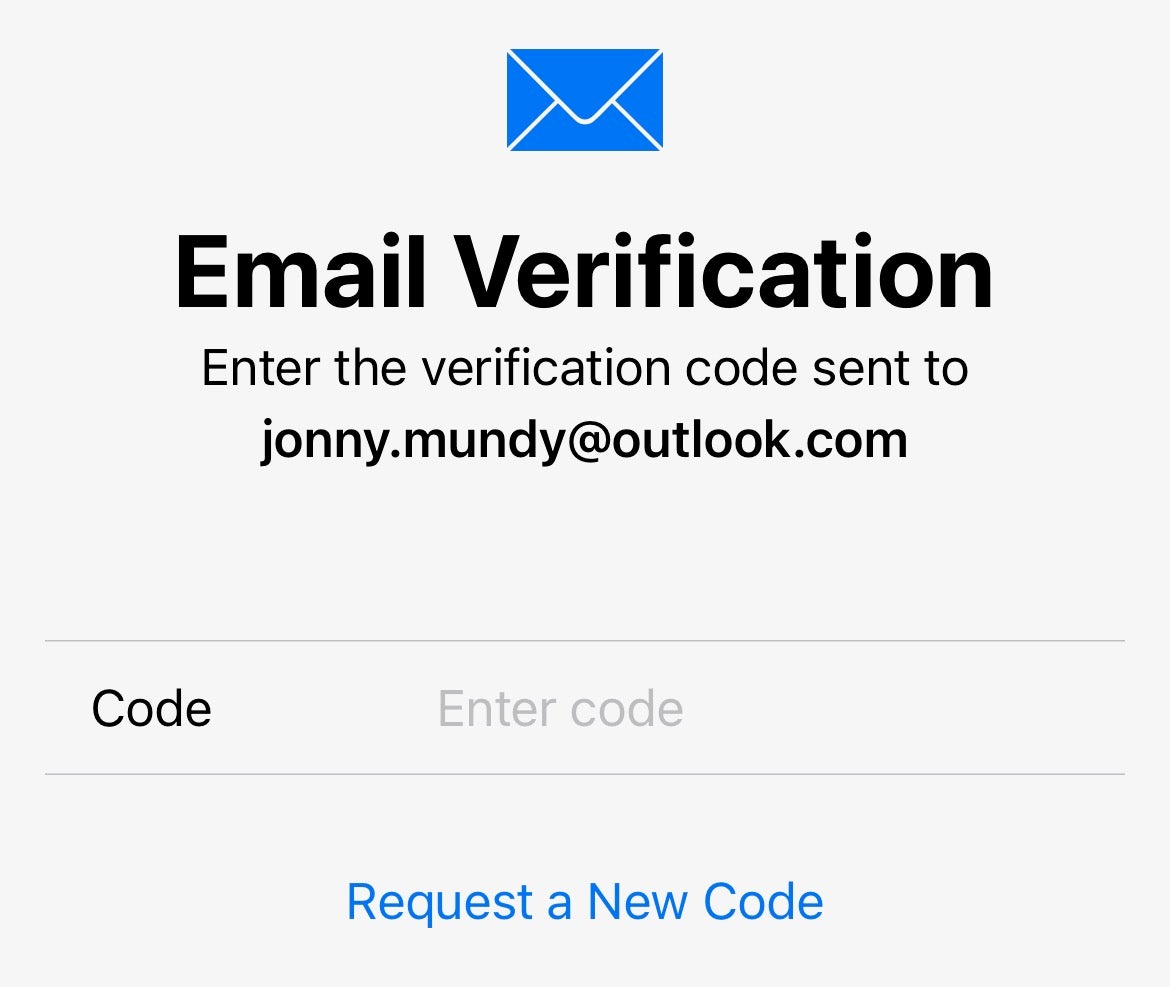 iOS create Apple ID email verification