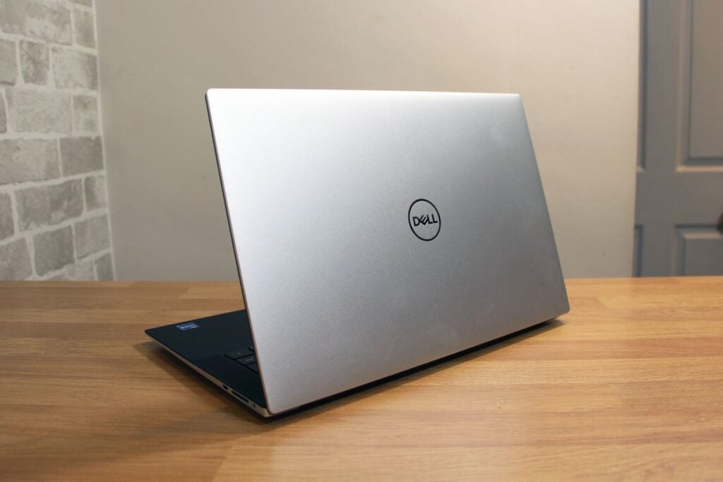 The Dell XPS 15 lid, showing off the Dell logo