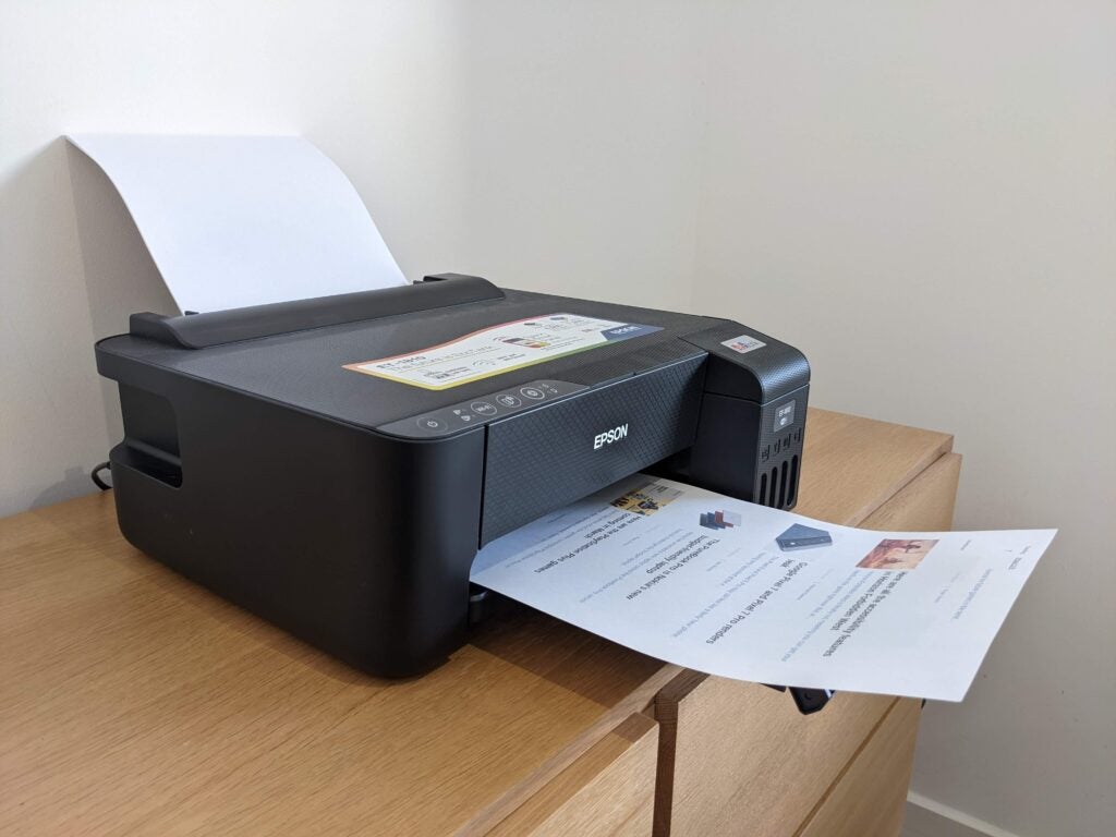 The Epson EcoTank ET-1810 printing out paper