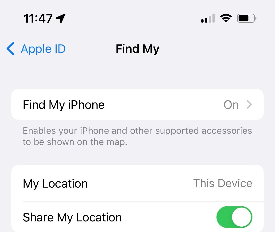 Find my iPhone turn off