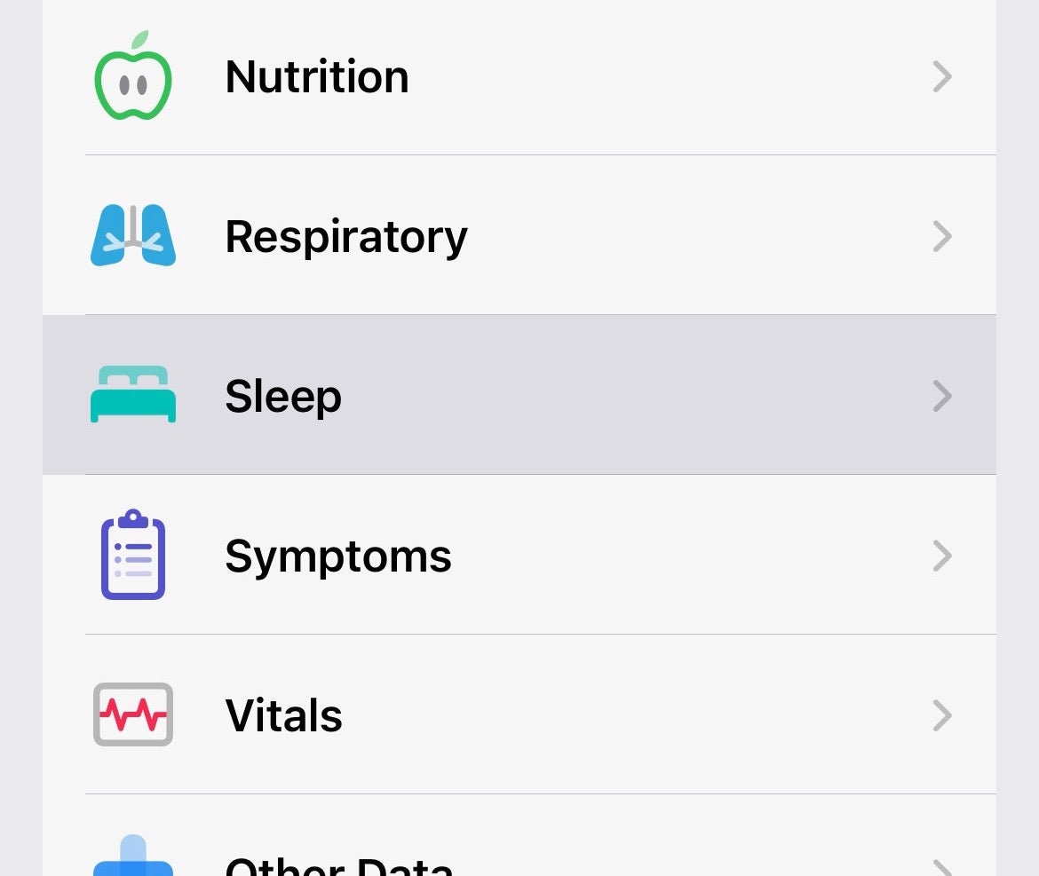 iOS-Gesundheitsschlaf