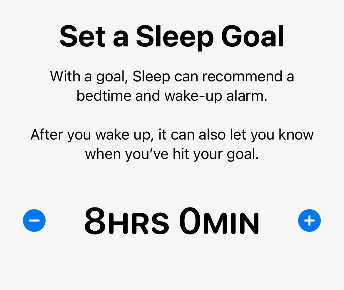iOS Health Sleep Goal
