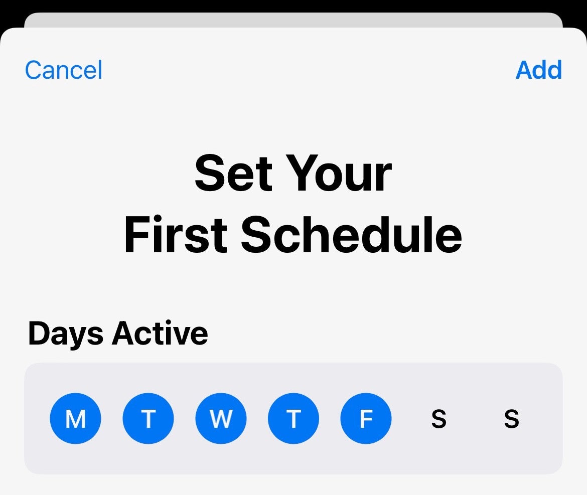 iOS Health Sleep schedule