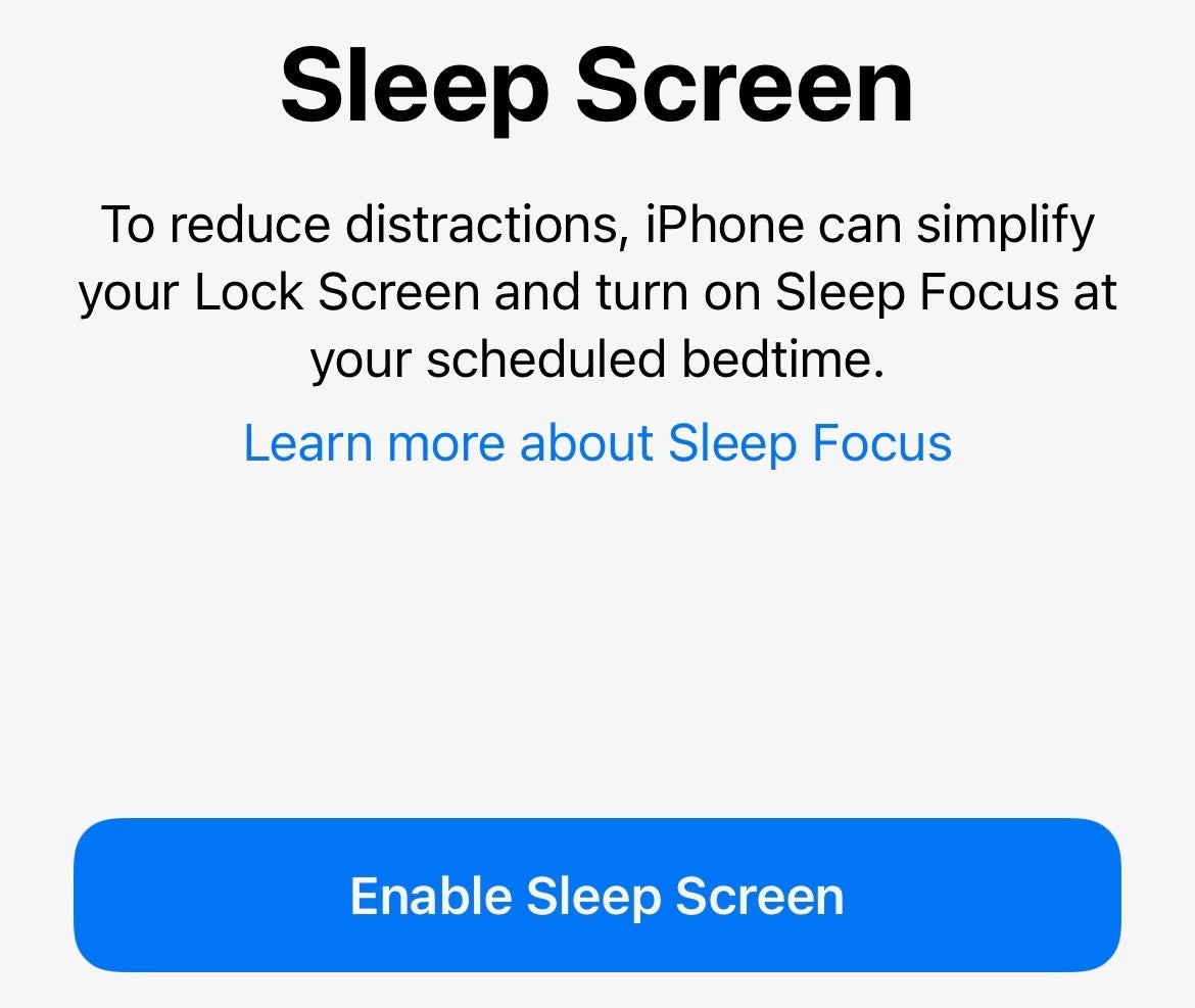 Schlafbildschirm von iOS Health vor dem Schlafengehen