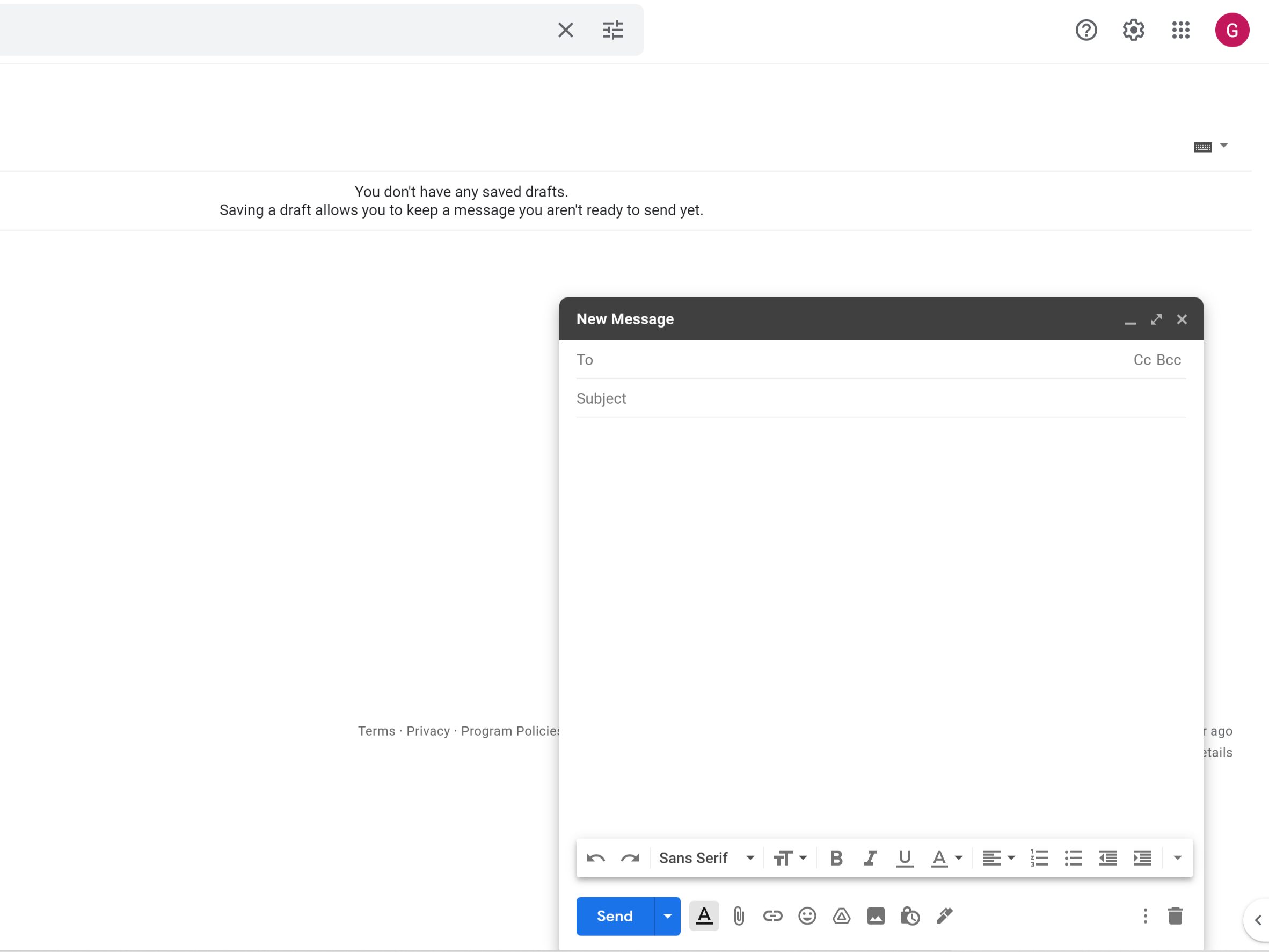 Open up a new Gmail to write your message in