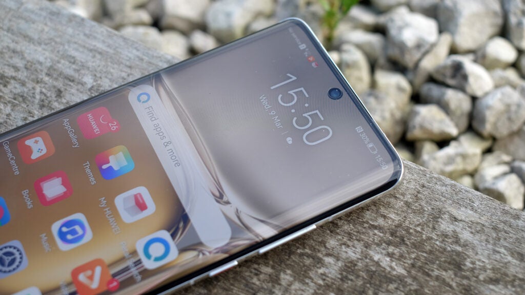The front of the Huawei P50 Pro with its camera cutout