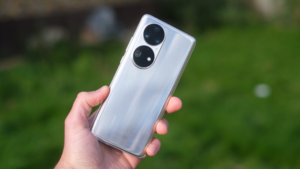 The back of Huawei P50 Pro with its large camera sensors