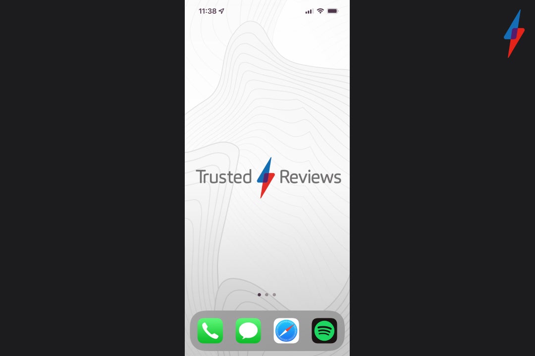 iphone home screen with Trusted Reviews wallpaper