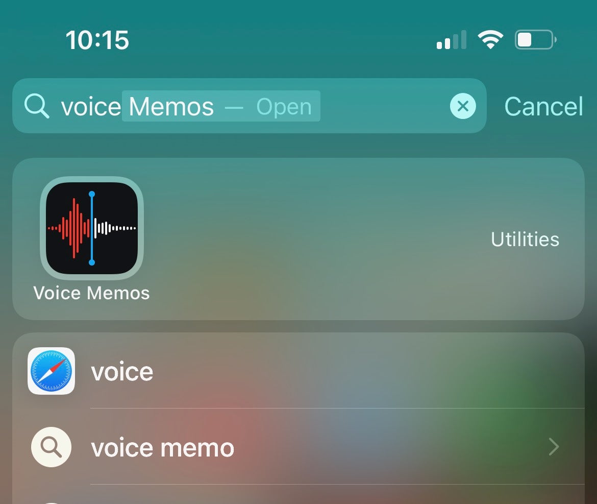 Pencarian iOS Memo Suara