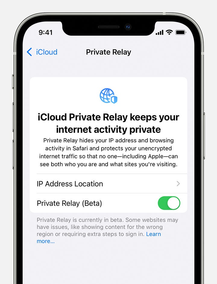 Apple Private Relay settings