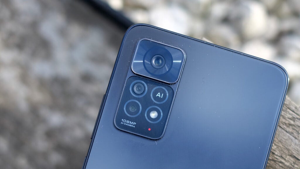 Highlighting the cameras on the back of the Xiaomi Redmi Note 11 Pro 5G