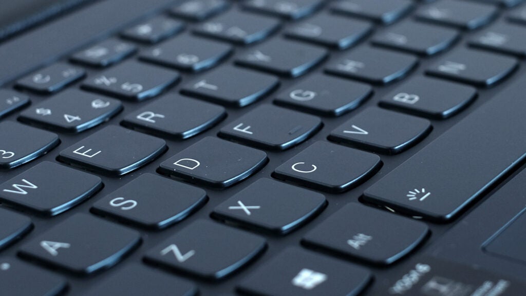 A close-up of the keyboard