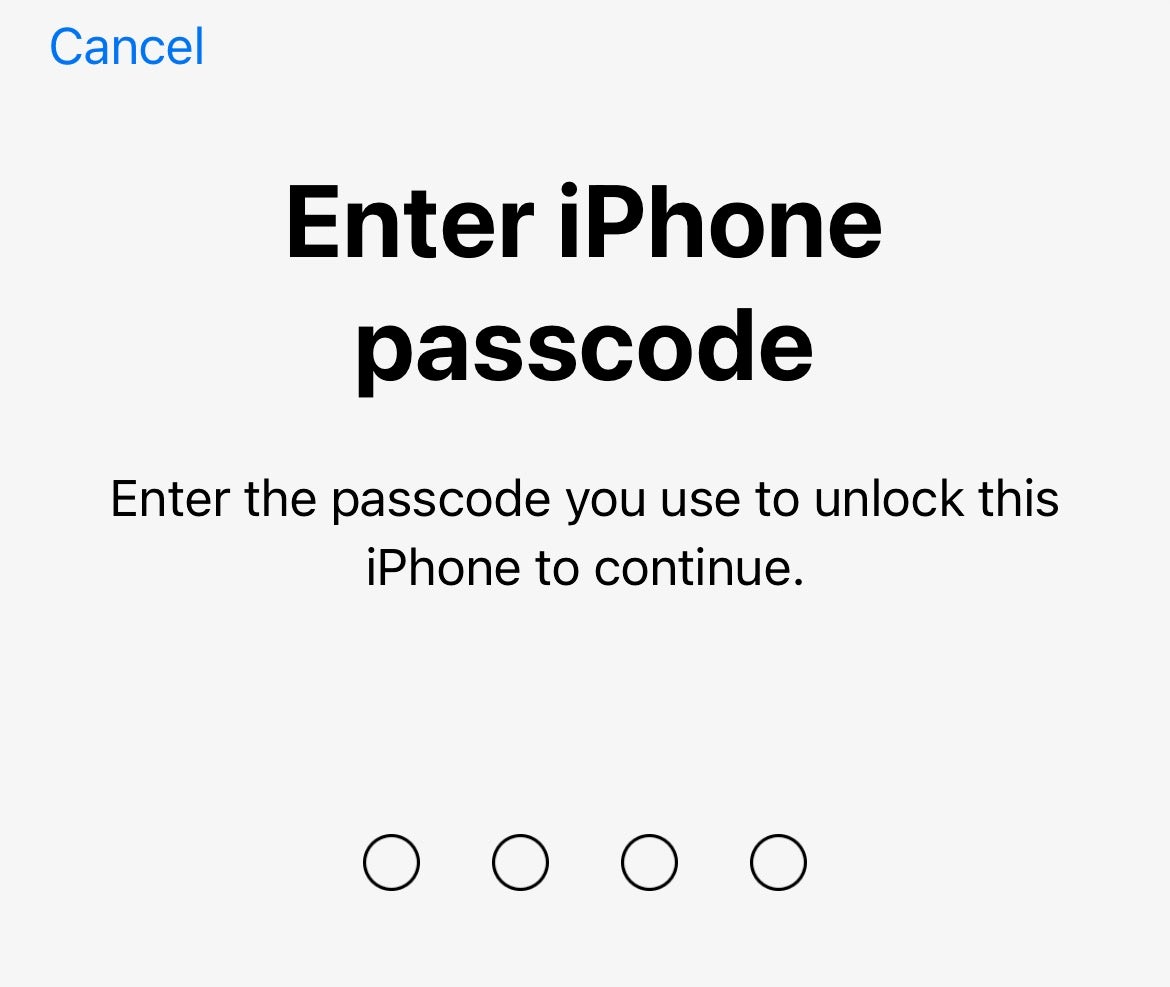 Apple ID enter passcode