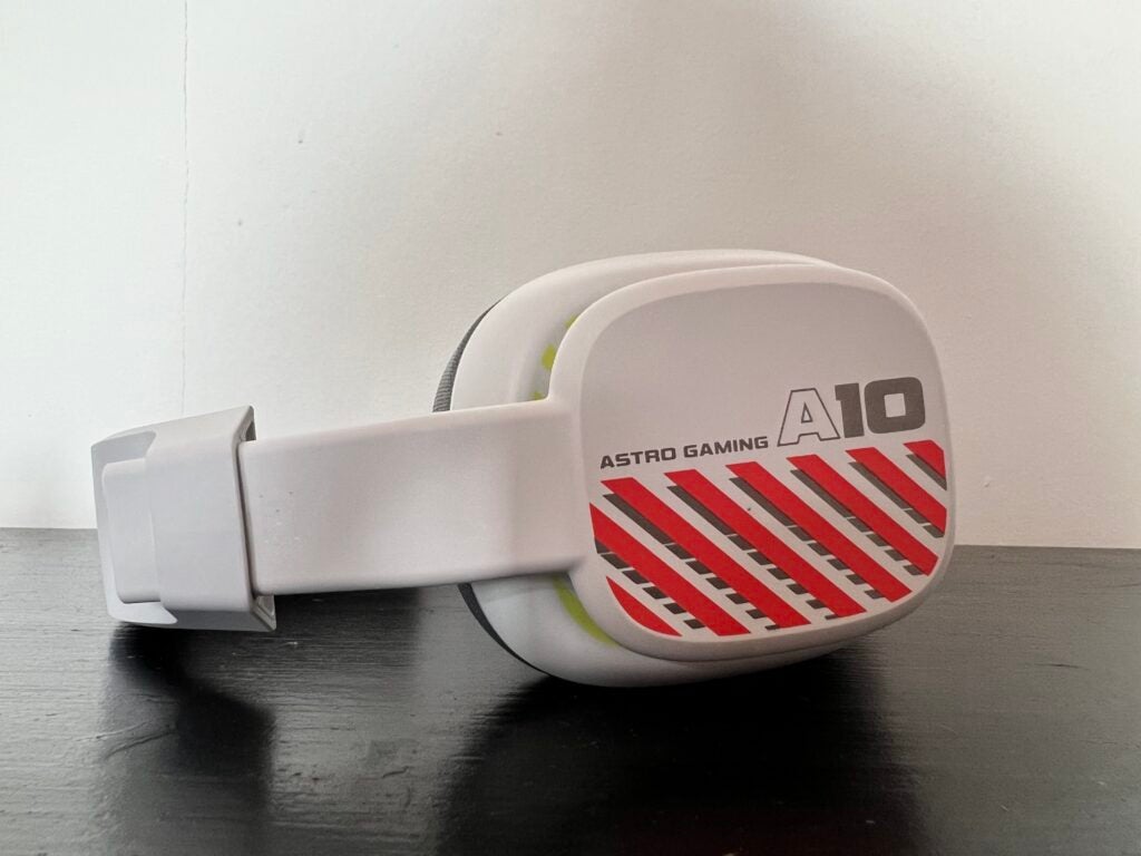 The right side of the Astro A10 headset with the logo for Astro