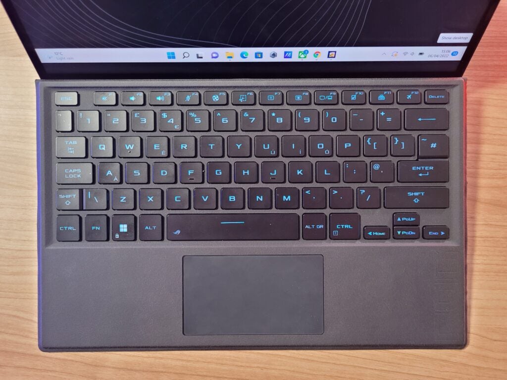The keyboard with RGB lighting