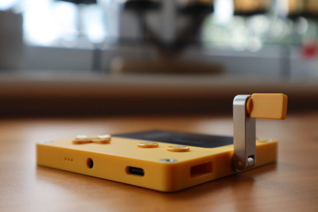 The Playdate features a tiny crank that can be used to interact with games