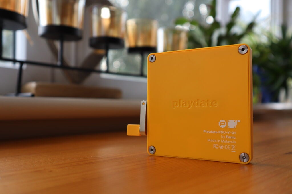 The back cover of the Playdate console