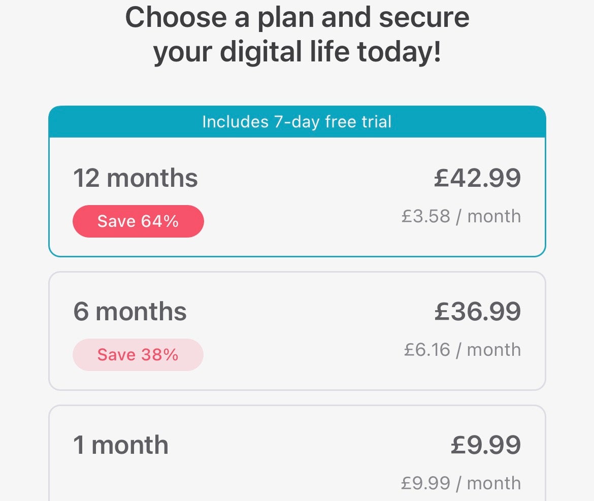 Surfshark VPN plan iOS