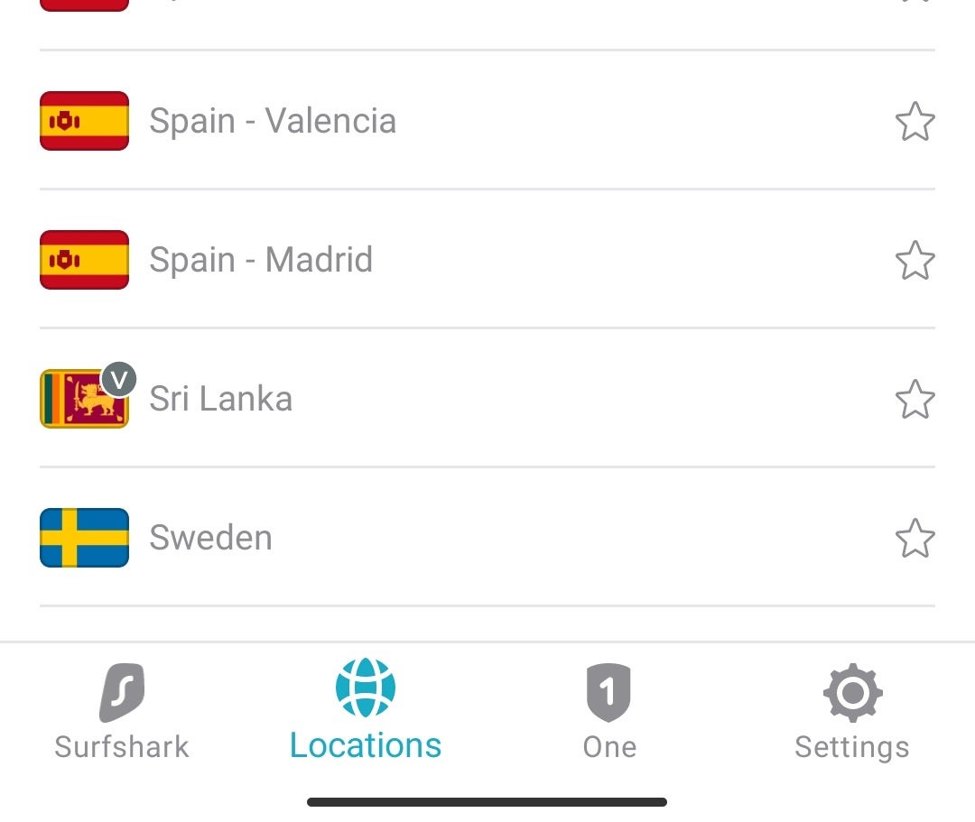 Android Surfshark VPN locations