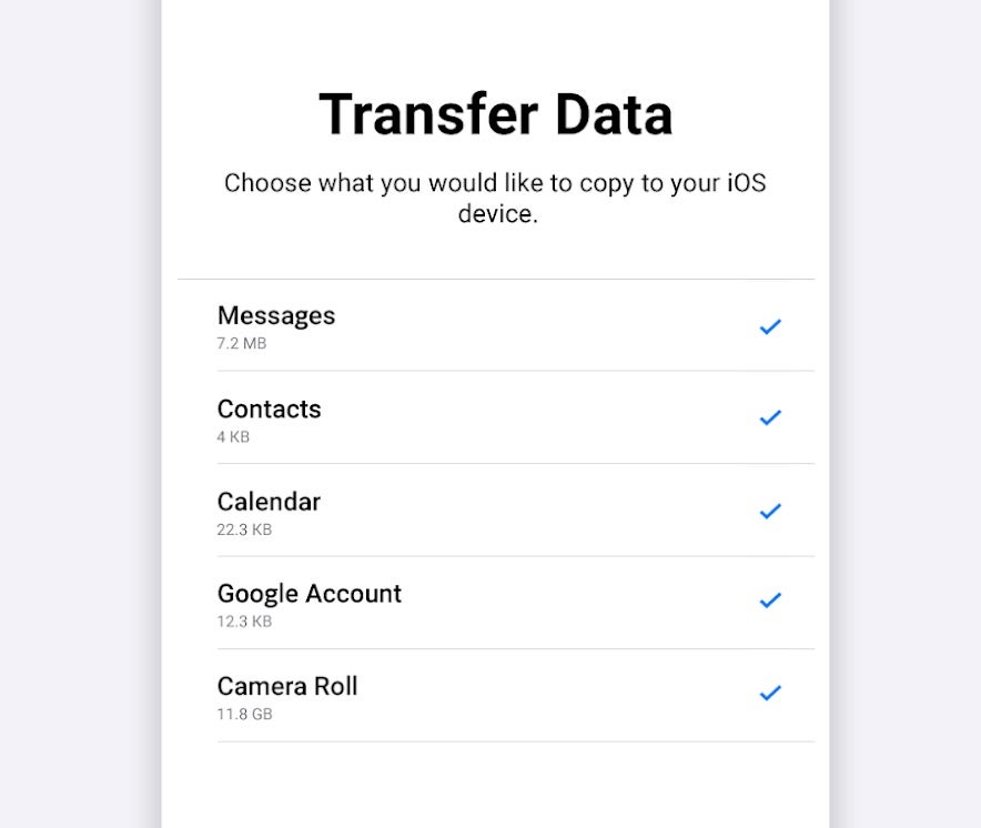 iOS to Android Transfer Data