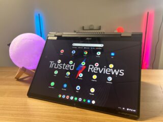 The Acer Chromebook Spin 714 in tent mode