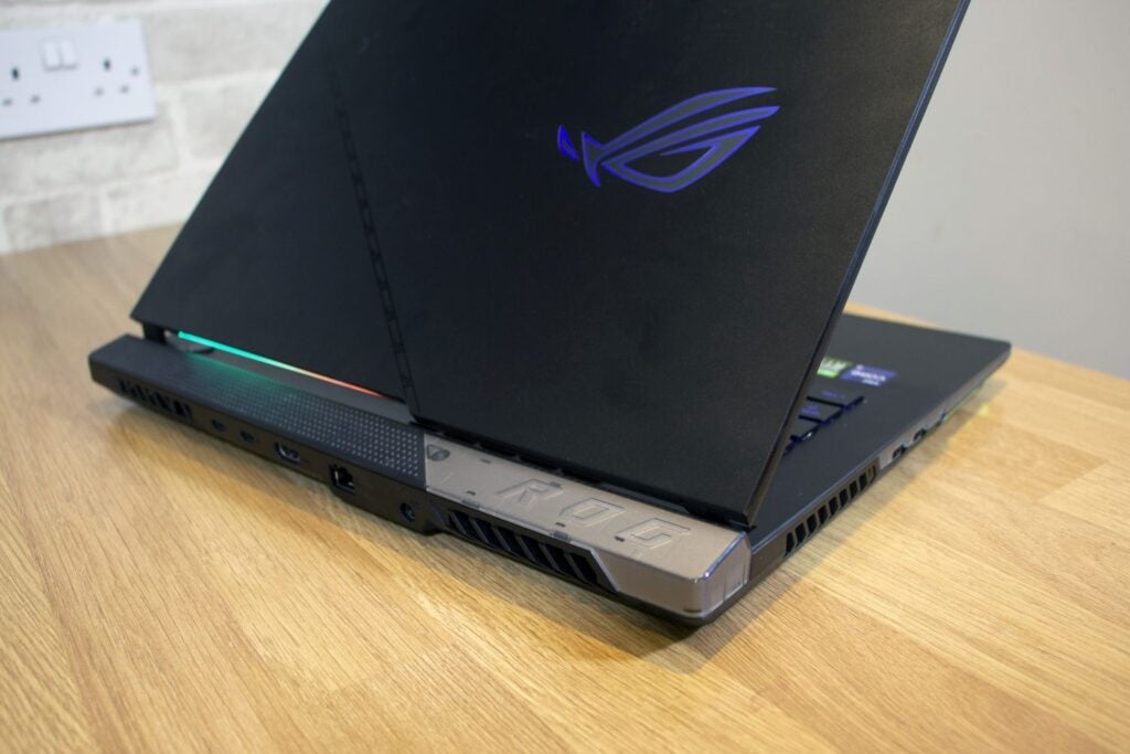 The rear of the laptop