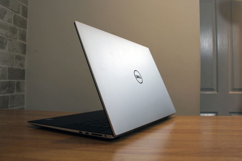 The rear of the Dell laptop