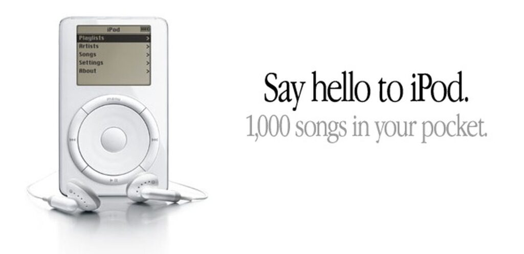 The first ever Apple iPod promotional picture with slogan
