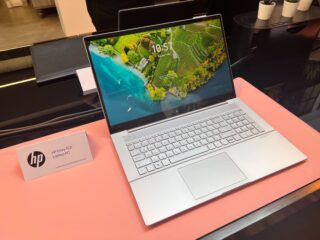 The Hp Envy 17.3 laptop at a press event