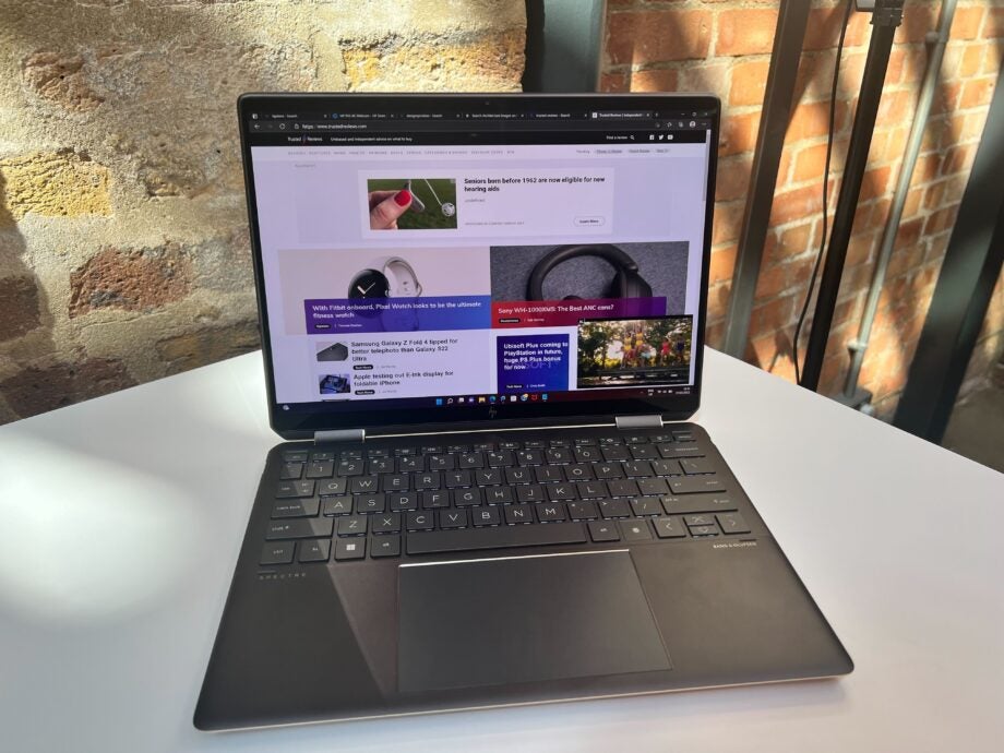 The HP Spectre x360 13.3 laptop at a press event