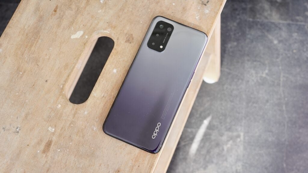 The buttons on the Oppo A74 5G are nicely spaced out