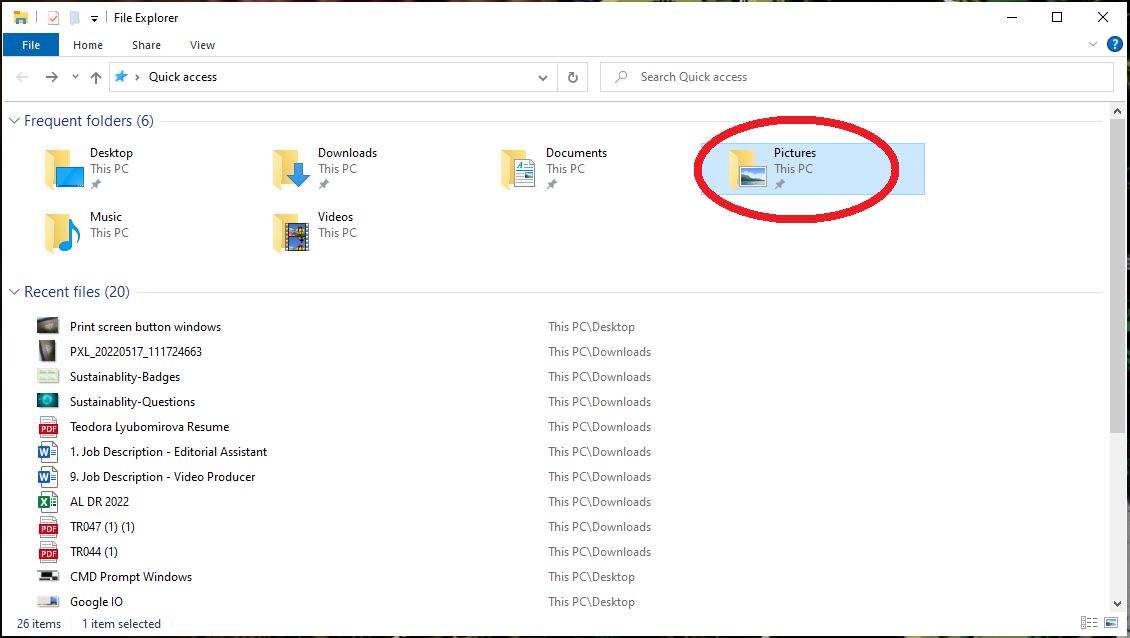 Windows pictures folder