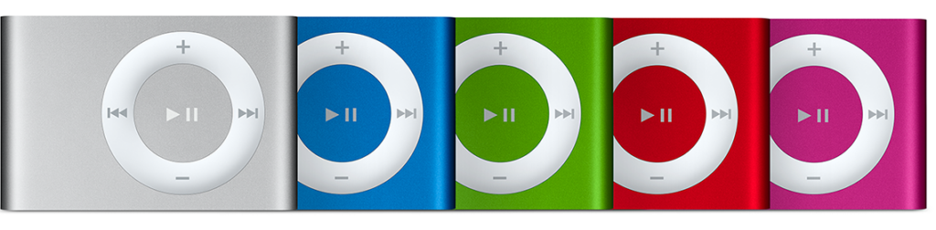 iPod Shuffle 2nd generation in various new colourways