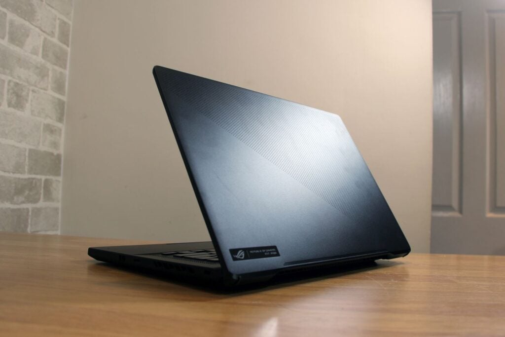 The laptop lid, with a patterned-dot design