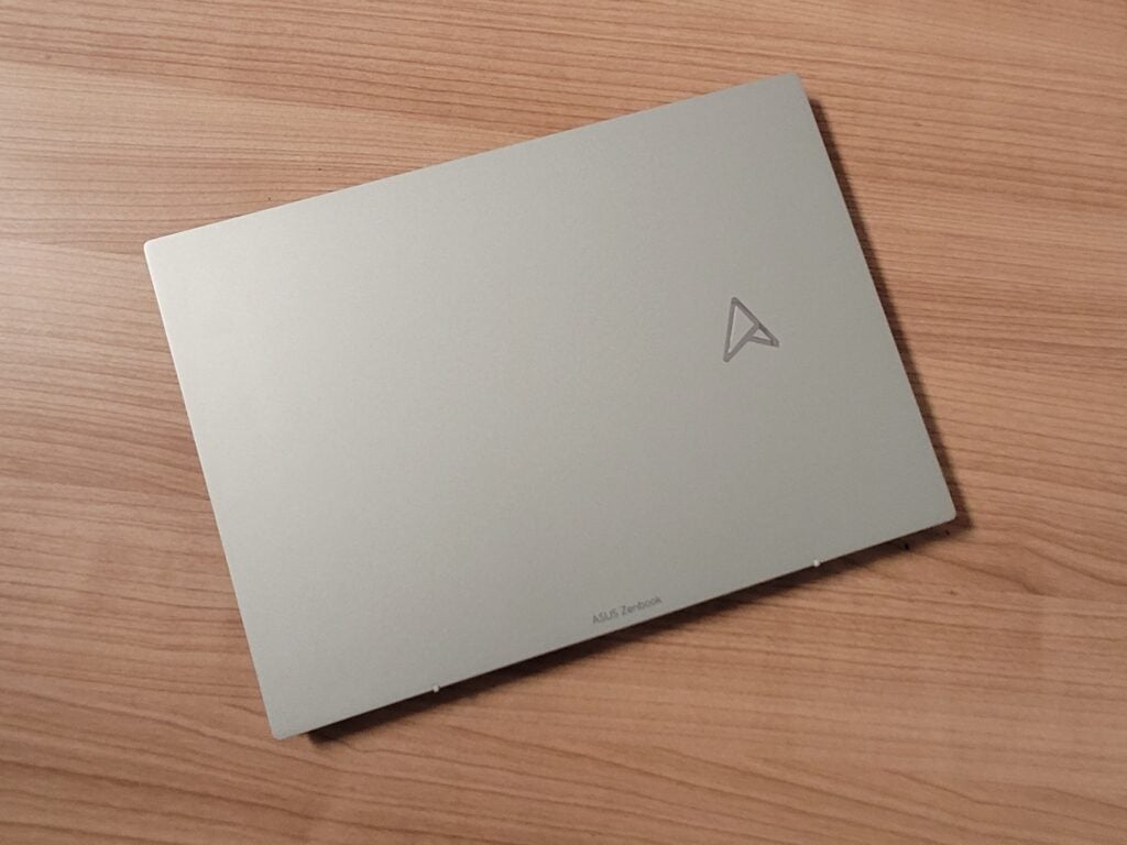 The Asus Zenbook S 13 OLED laptop closed, showing the lid. 